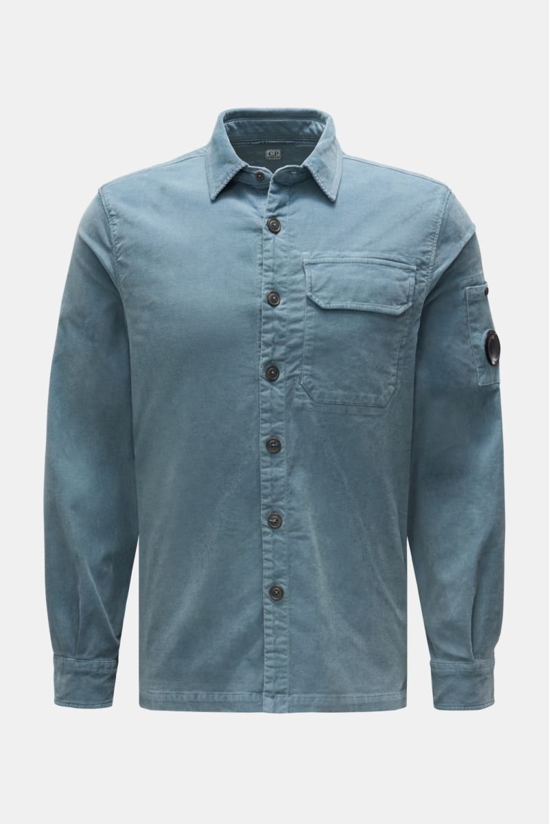 Corduroy shirt slim collar smoky blue