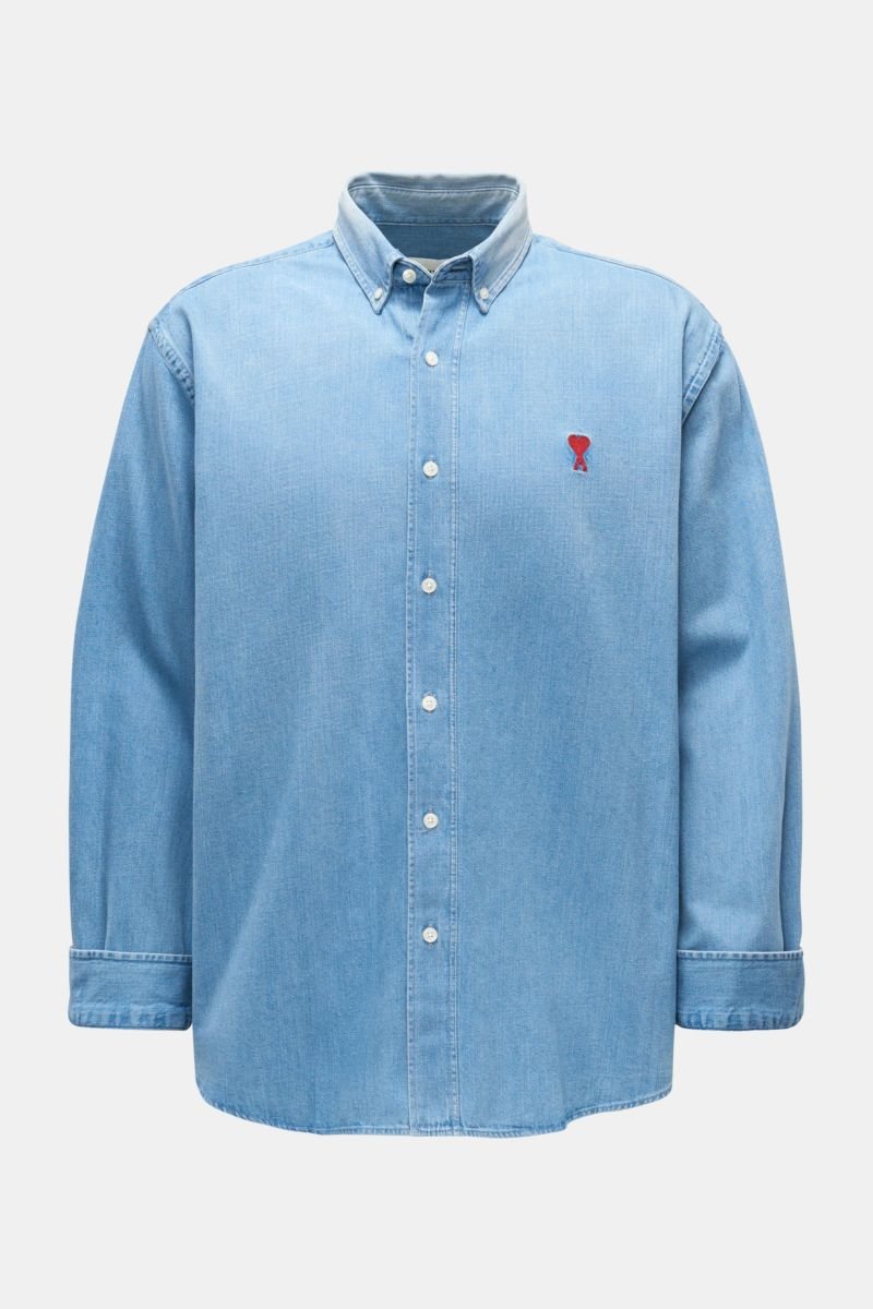 Denim shirt with button-down collar 'Ami de Cœur' smoky blue