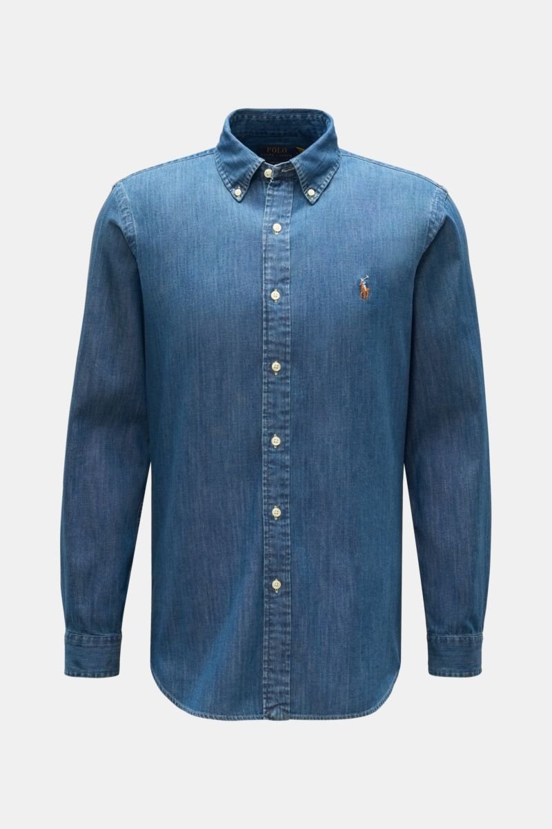 Casual shirt button-down collar grey-blue
