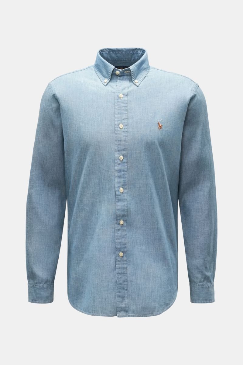 Casual shirt button-down collar smoky blue