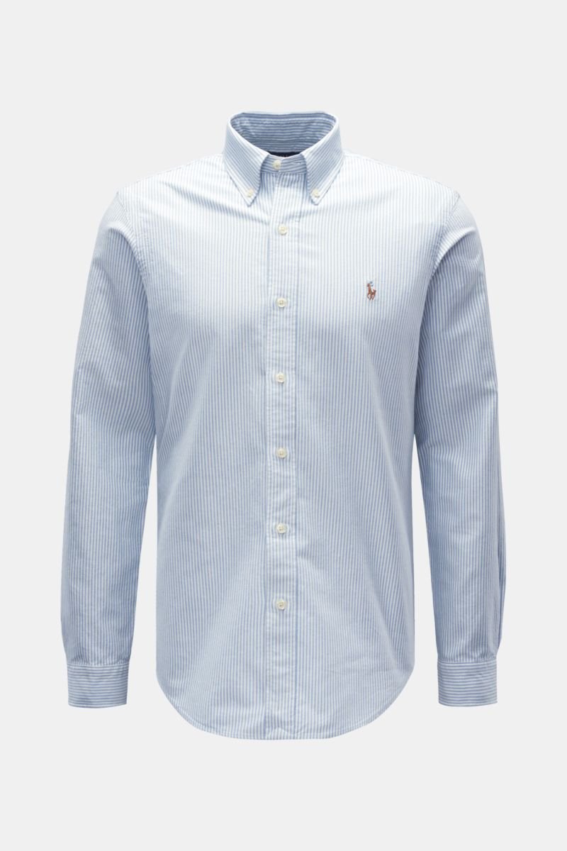 Oxford shirt button-down collar light blue/white striped