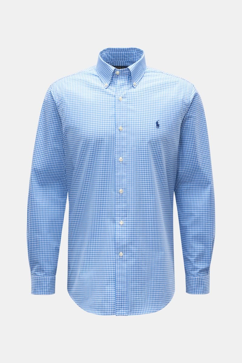 Casual shirt button-down collar blue/white checked