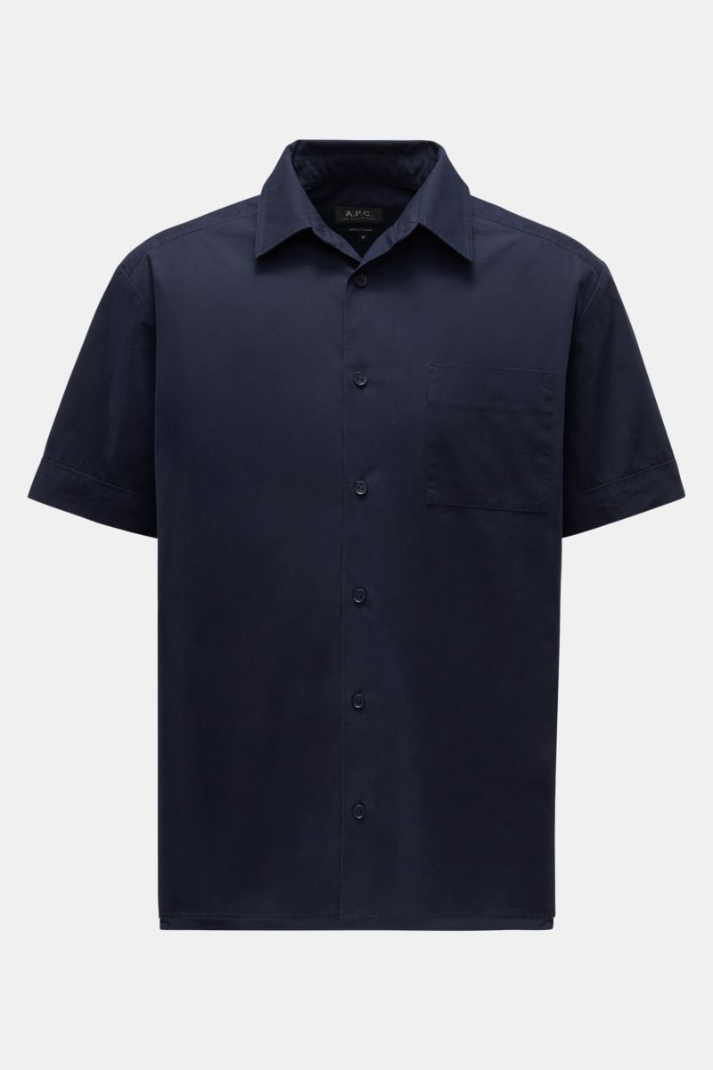 Short sleeve shirt slim collar navy