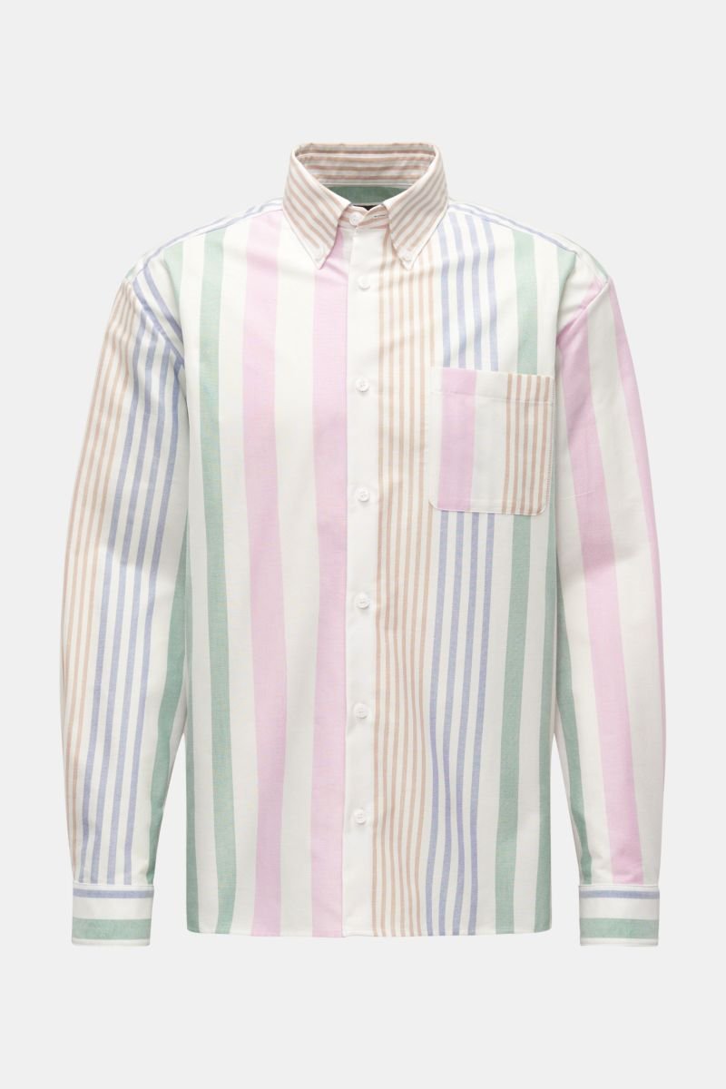 Oxford-Hemd Button-Down-Kragen rosé/pastellgrün/weiß gestreift