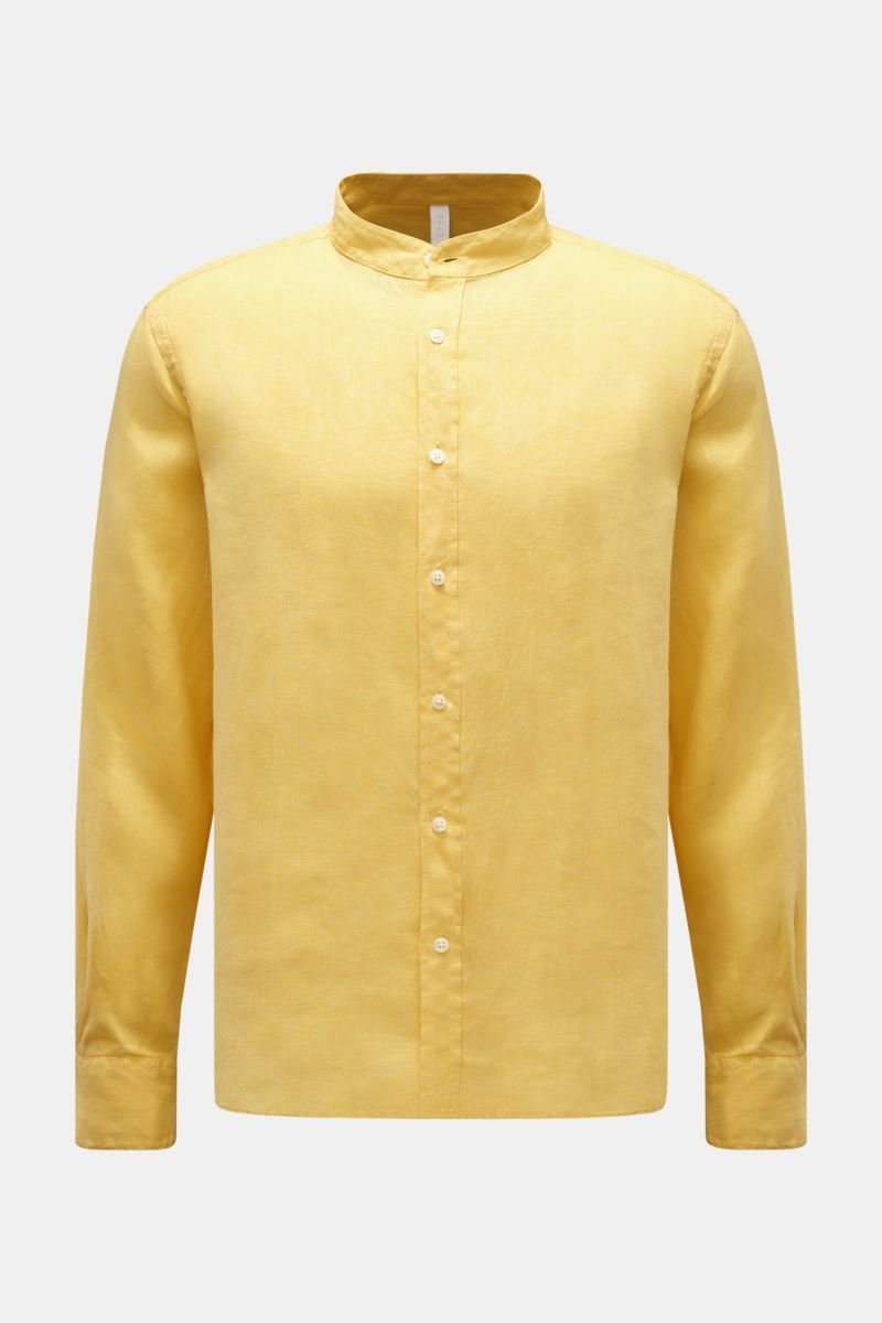 Leinenhemd 'Linen Guru' Grandad-Kragen gelb
