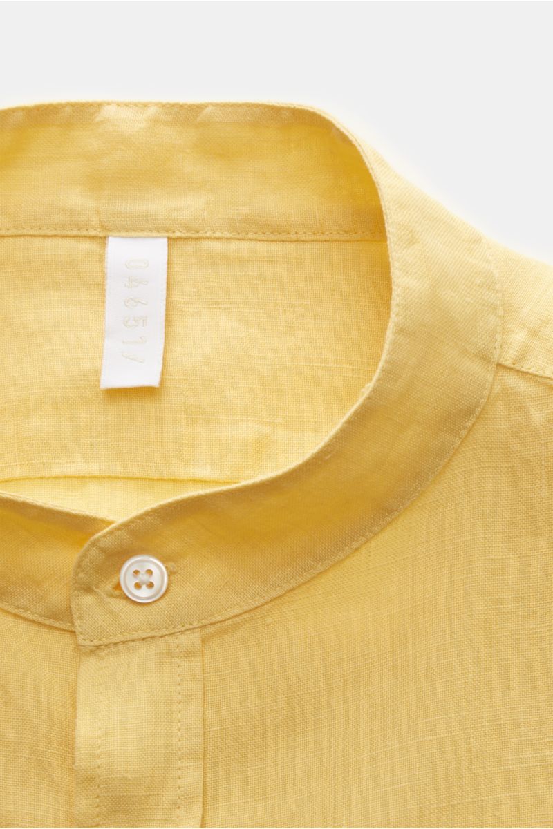 04651/ A trip in a bag Leinenhemd 'Linen Guru' Grandad-Kragen gelb
