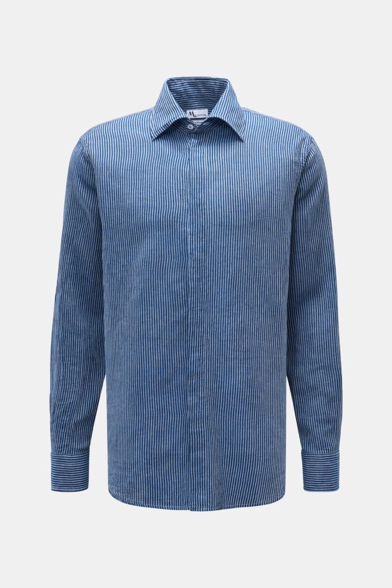 Casual shirt 'Aalbenga' Kent collar navy/smoky blue striped