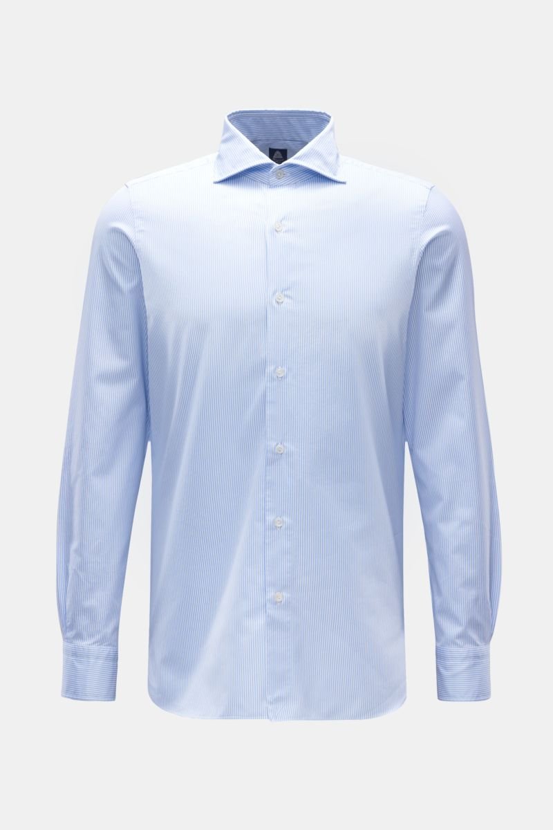 Chambray shirt 'Napoli Eduardo' shark collar light blue/white striped