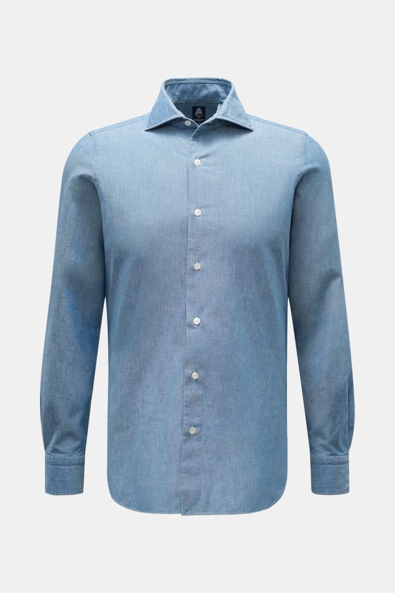 Oxford shirt 'Napoli Eduardo' shark collar blue