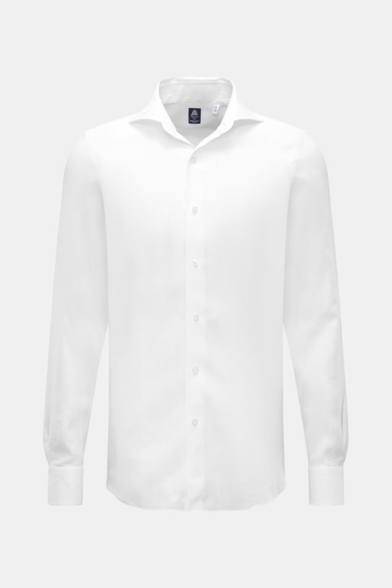 Linen shirt 'Napoli Eduardo' shark collar white