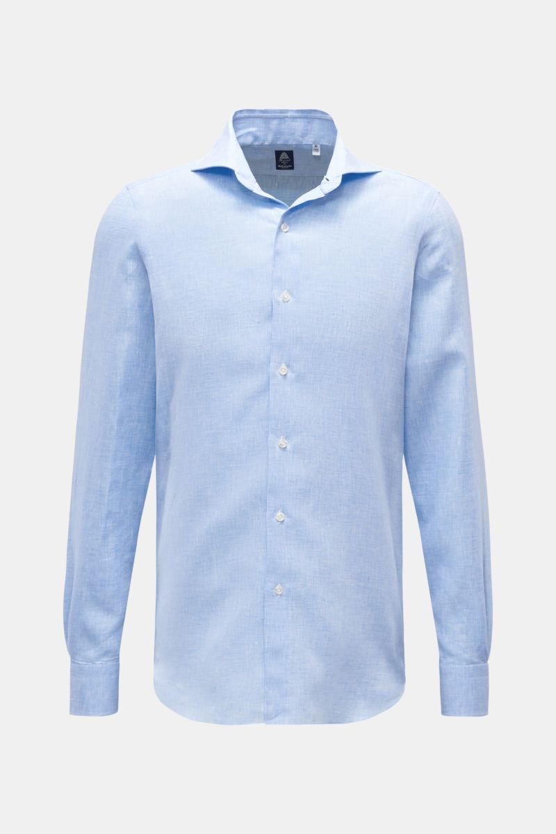 Linen shirt 'Napoli Eduardo' shark collar light blue mottled