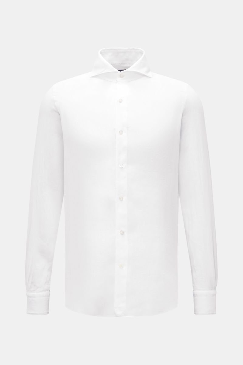 Linen shirt 'Gaeta Sergio' shark collar white
