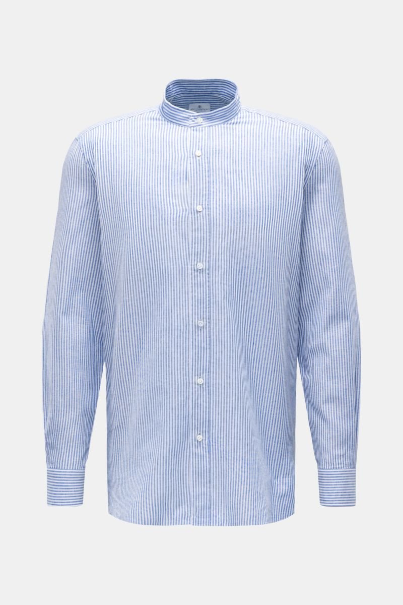 Casual shirt grandad collar blue/white striped