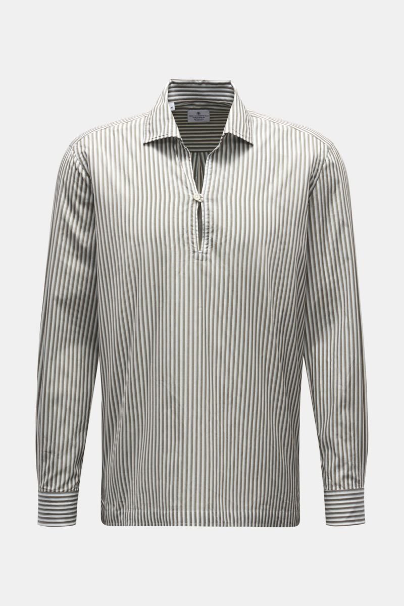 Popover shirt shark collar grey/white/light blue striped