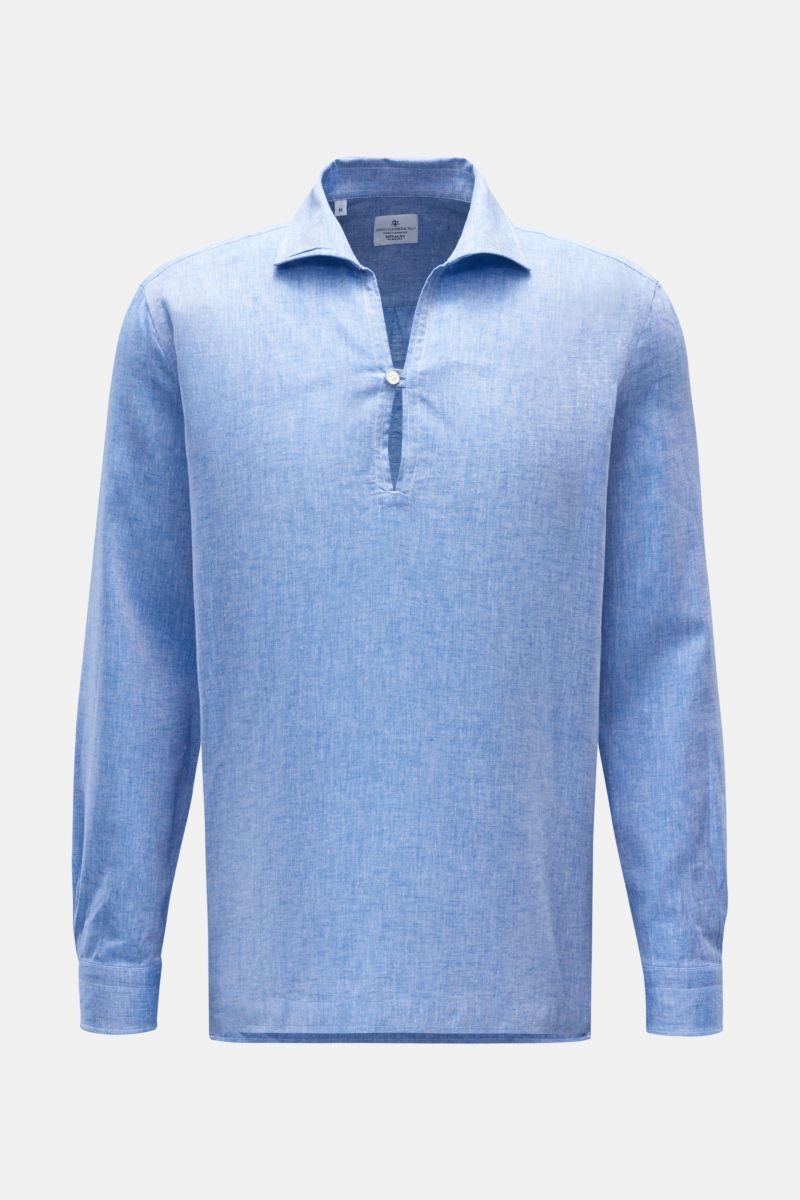 Popover shirt shark collar blue mottled