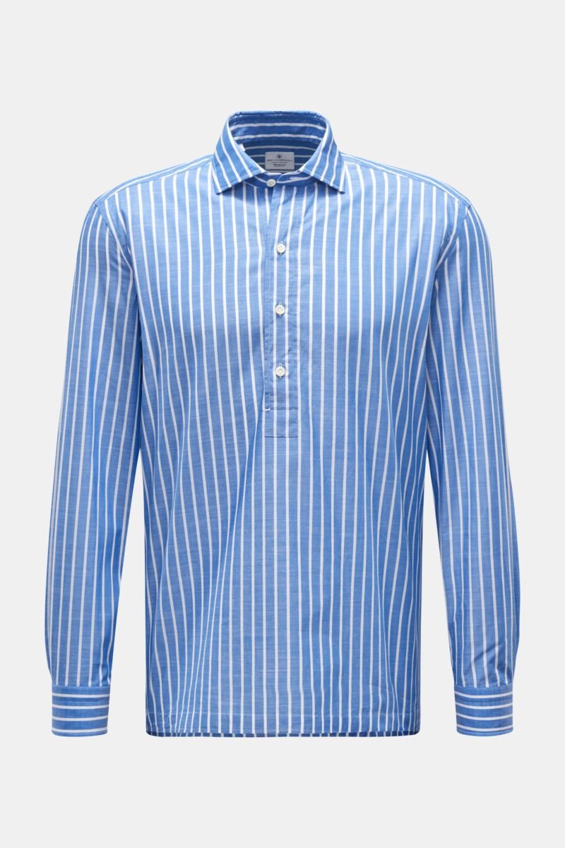 Popover shirt shark collar blue/white striped