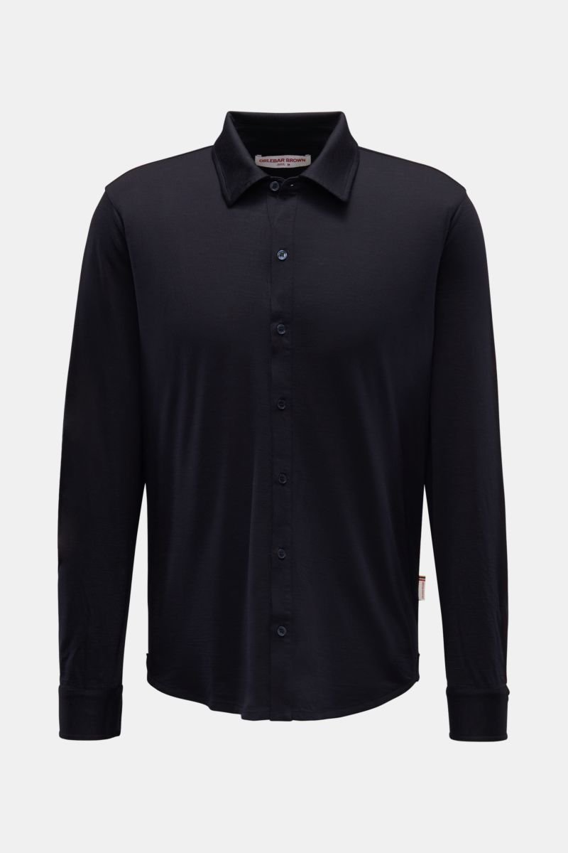Merino casual shirt narrow collar 'Giles Merino' navy