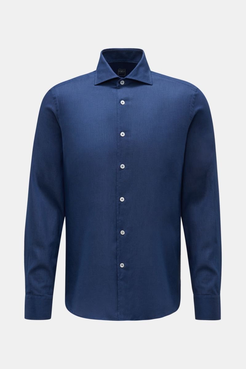 Casual shirt 'Sean' shark collar dark blue
