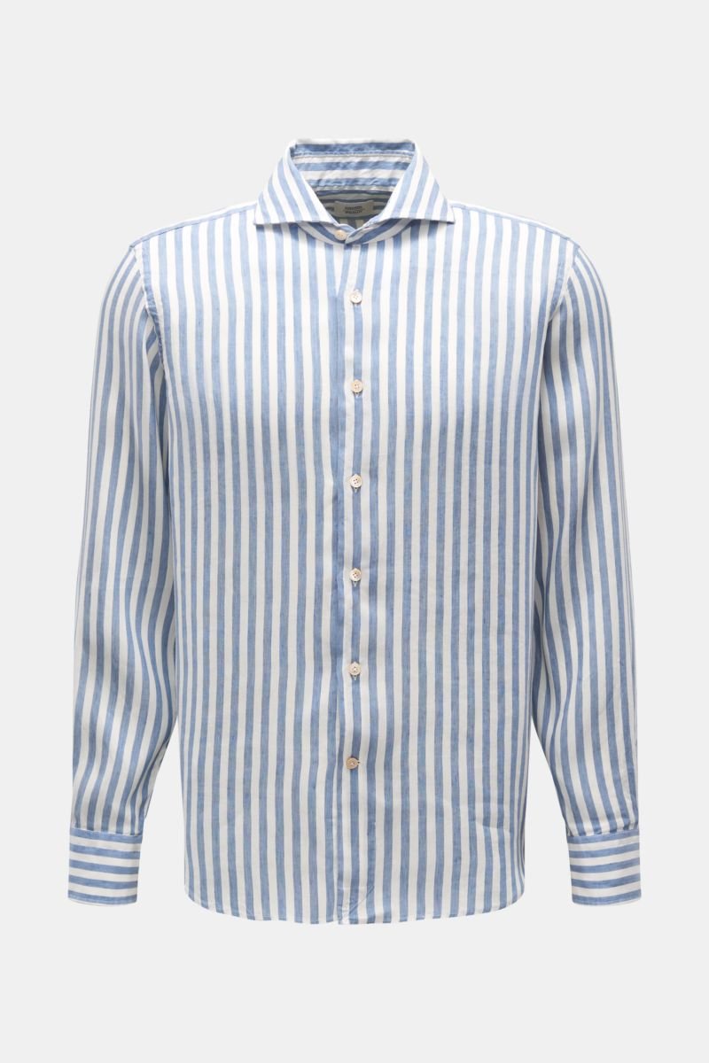 Casual shirt shark collar smoky blue/off-white striped