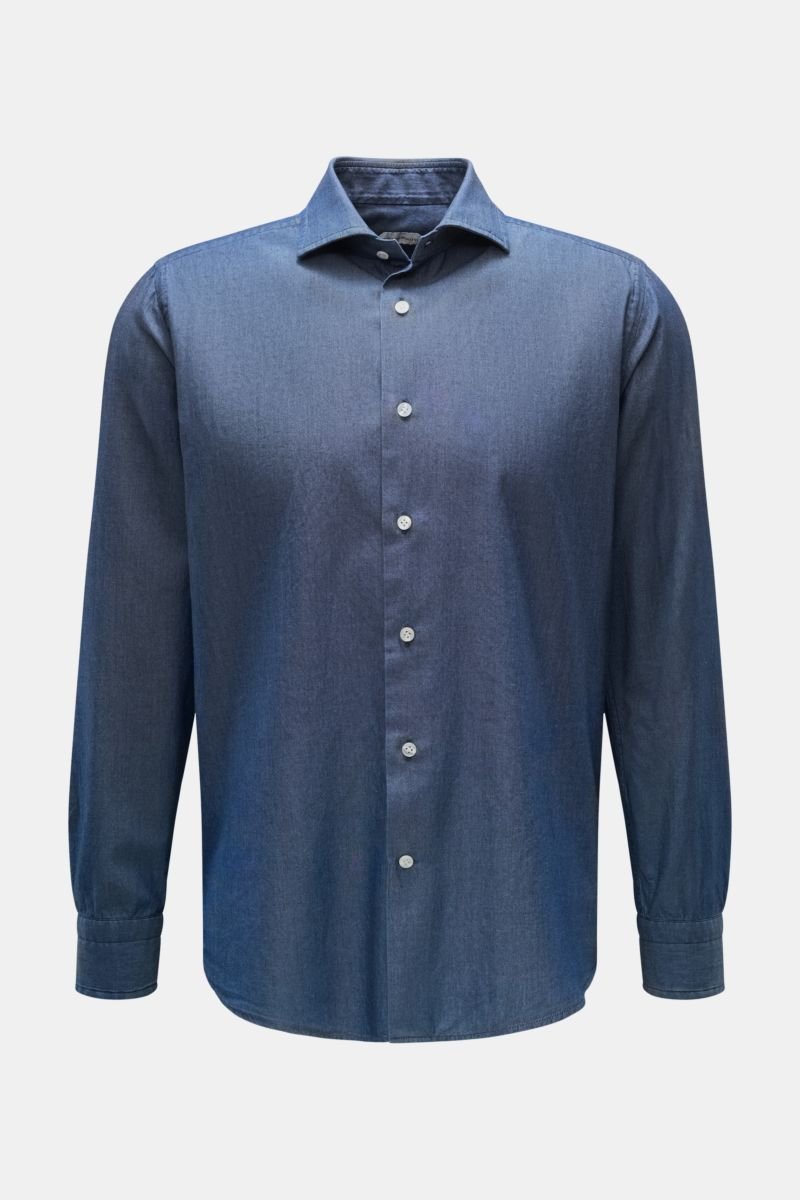 Casual shirt shark collar grey-blue
