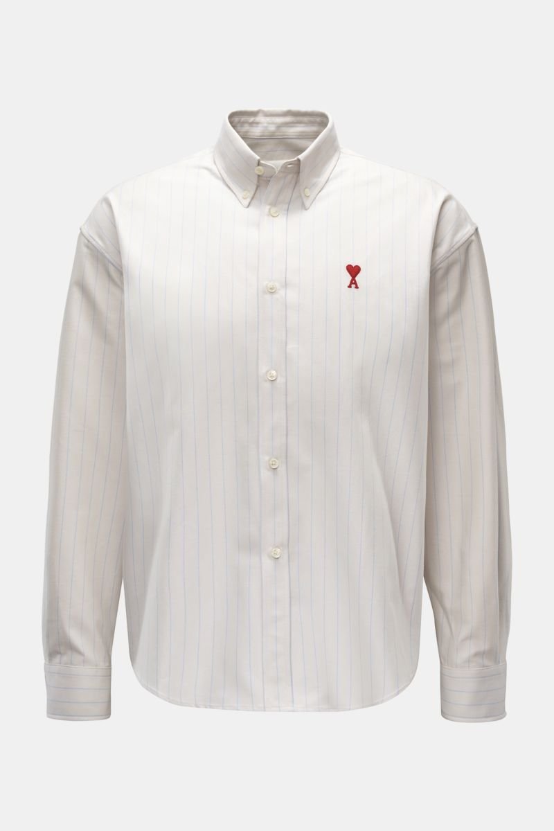 Oxford shirt button-down collar off-white/light blue striped