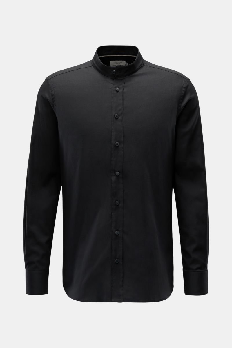 Casual shirt 'Vintage Oxford' grandad collar black