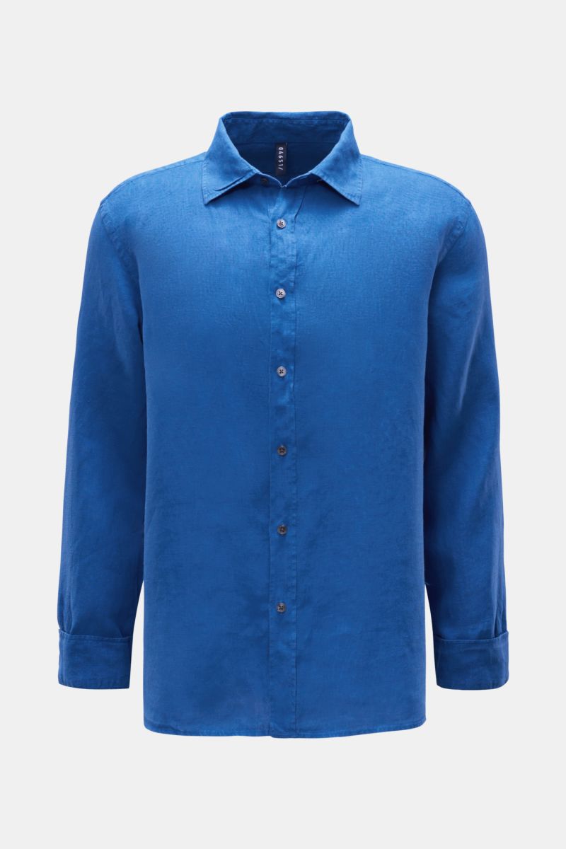 04651/ A trip in a bag Linen shirt shark collar blue