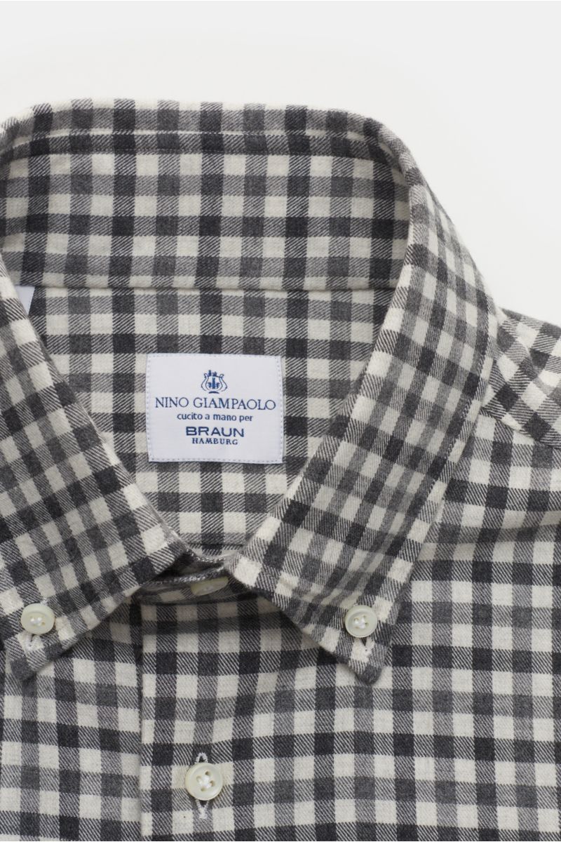 Giampaolo Casual Hemd Button-Down-Kragen anthrazit/weiß kariert