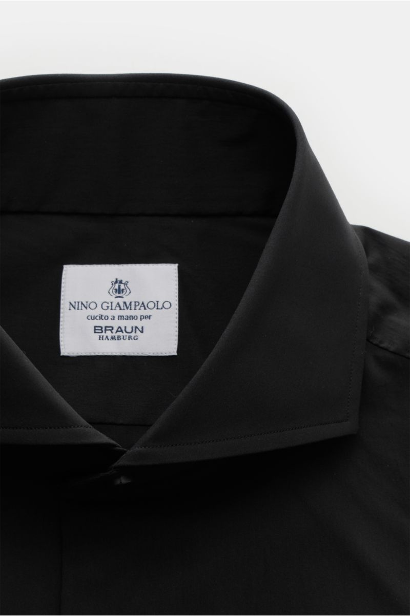 Giampaolo Casual-Hemd Haifisch-Kragen schwarz