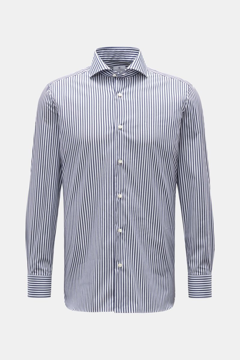 Giampaolo Casual-Hemd Haifisch-Kragen navy/weiß gestreift