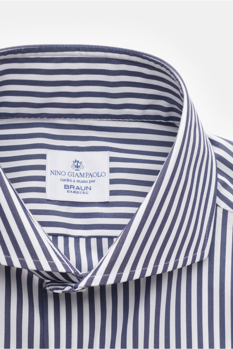 Giampaolo Casual-Hemd Haifisch-Kragen navy/weiß gestreift