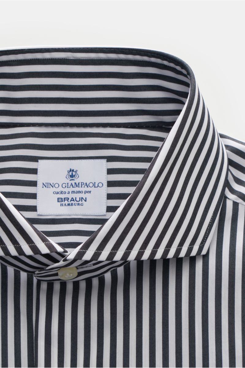 Giampaolo Casual-Hemd Haifisch-Kragen schwarz/weiß gestreift