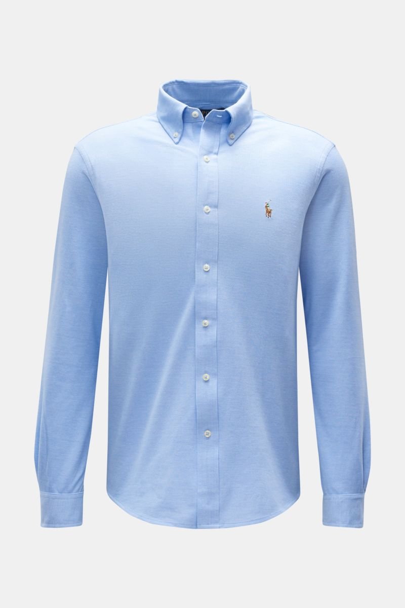 Piqué shirt button-down collar light blue