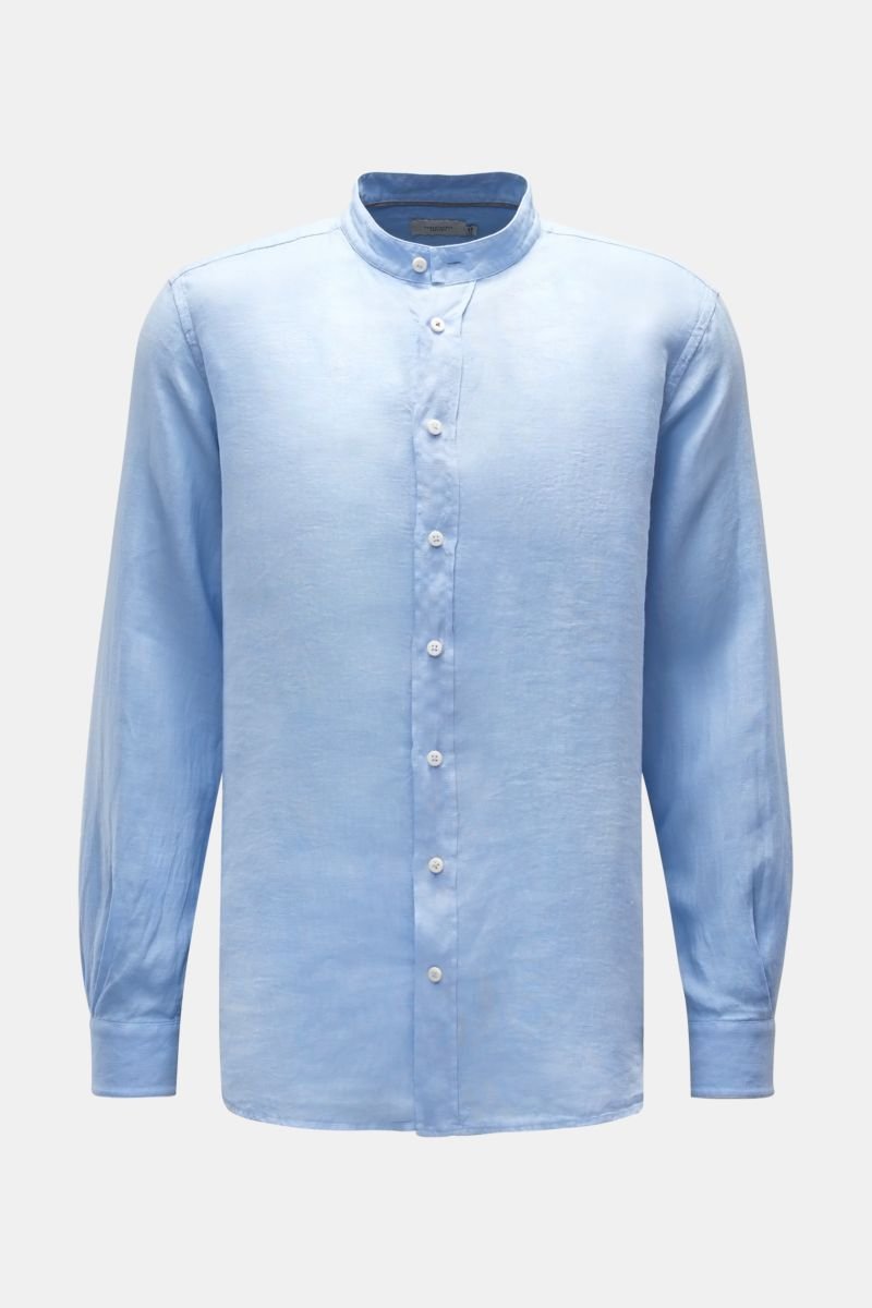 Linen shirt grandad collar light blue
