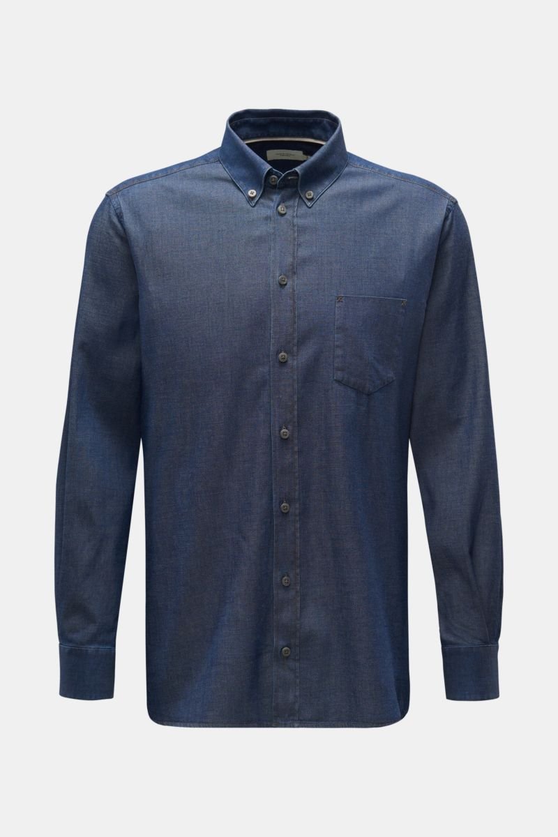 Chambray shirt 'Light Denim' button-down collar dark blue