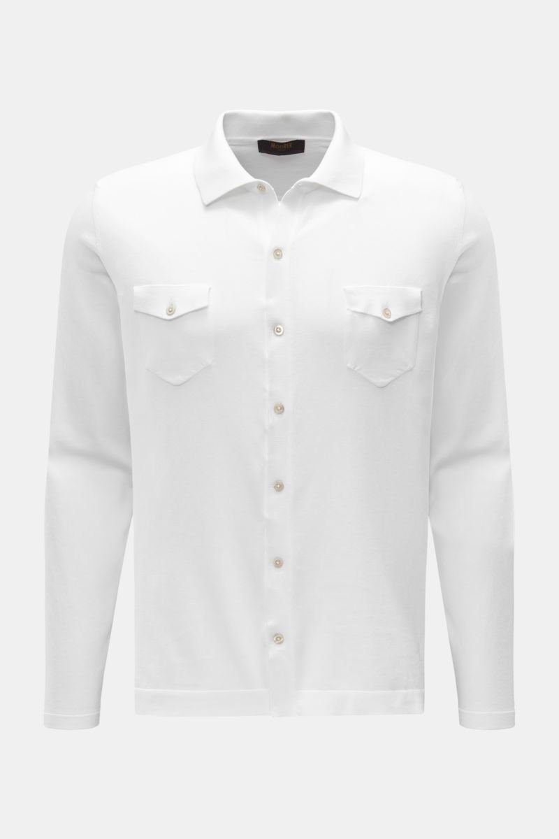 Knit shirt 'Jamison' turn-down collar white