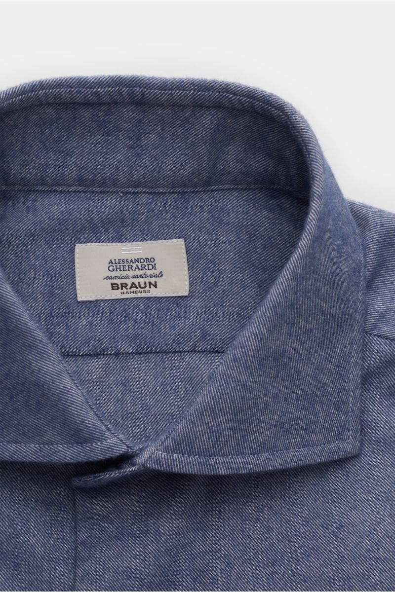 Gherardi Casual Hemd Haifisch-Kragen graublau meliert