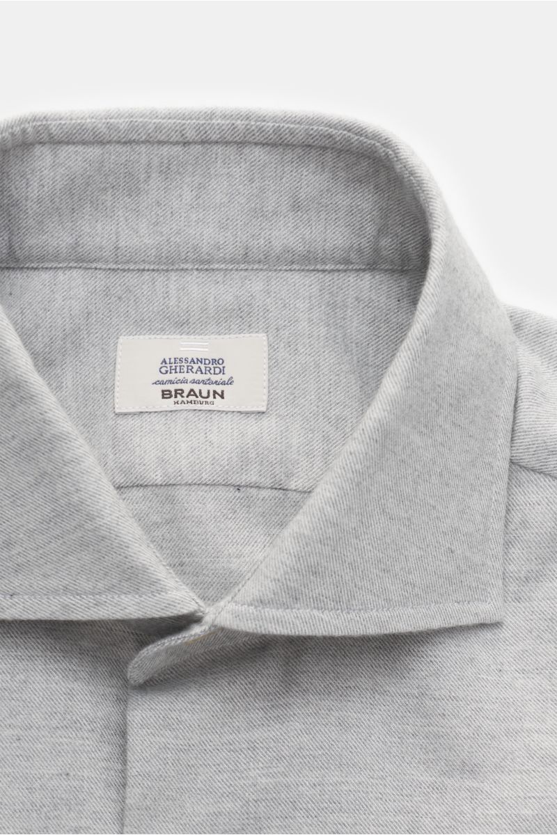 Gherardi Casual shirt shark collar light grey mottled