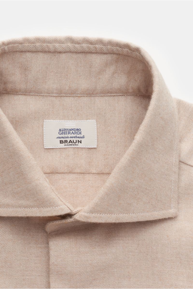 Gherardi Casual shirt shark collar beige