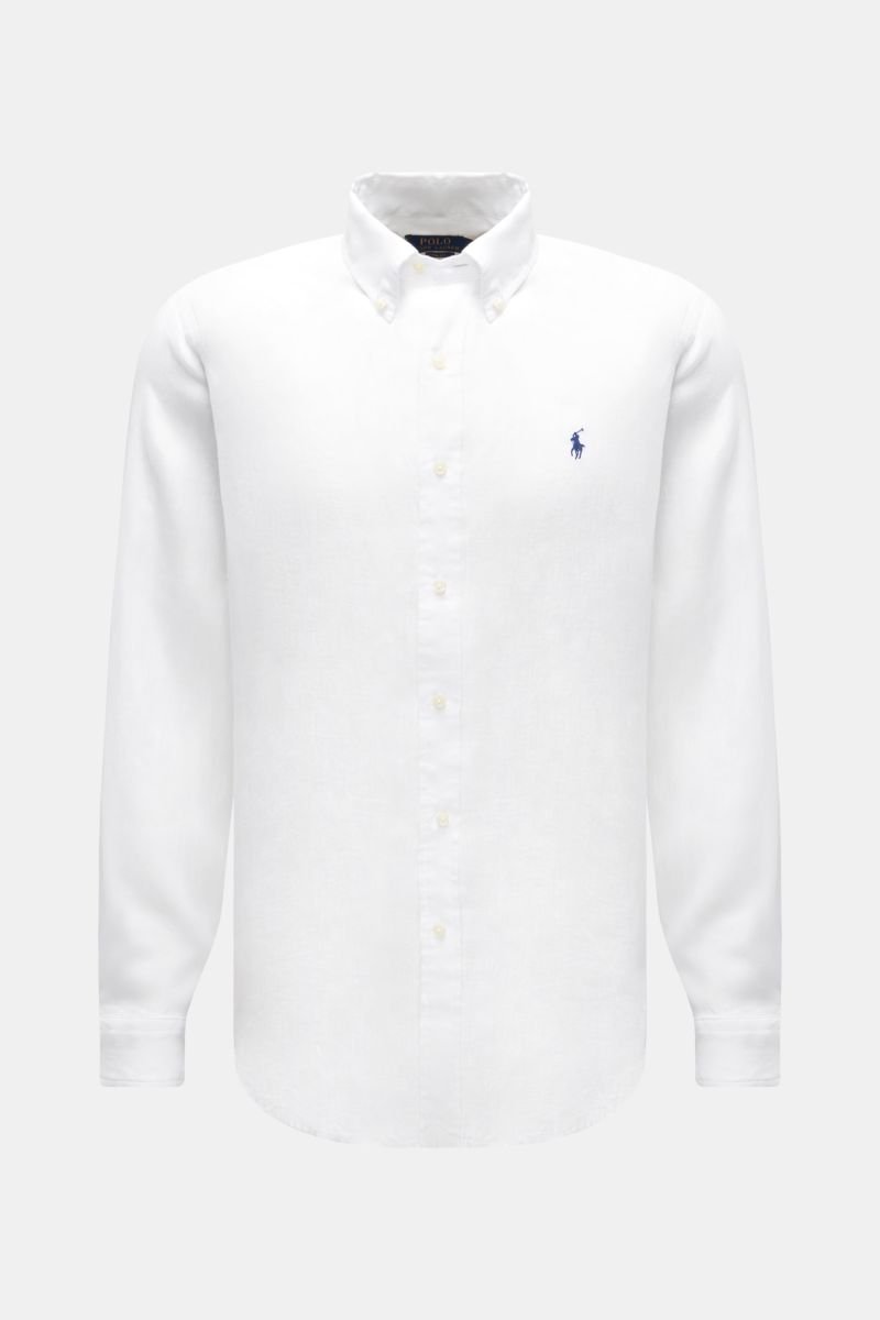 Leinenhemd Button-Down-Kragen weiß