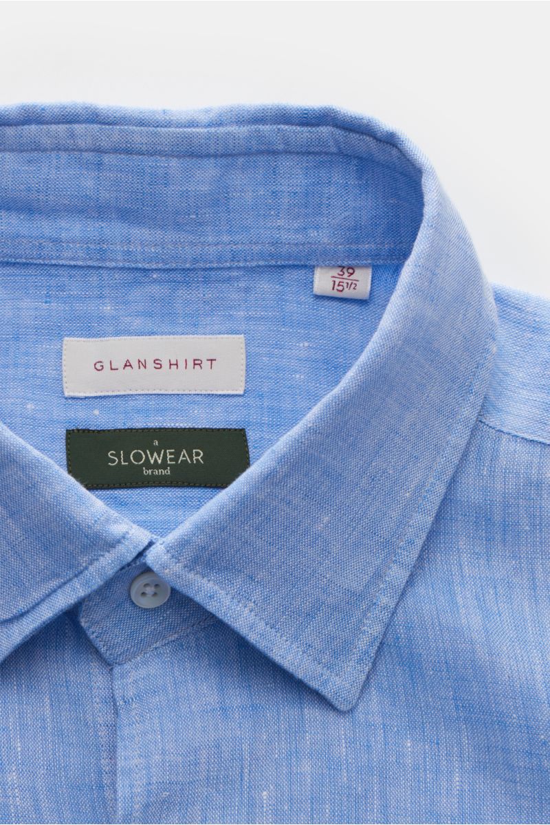 Glanshirt Leinenhemd schmaler Kragen blau/weiß meliert