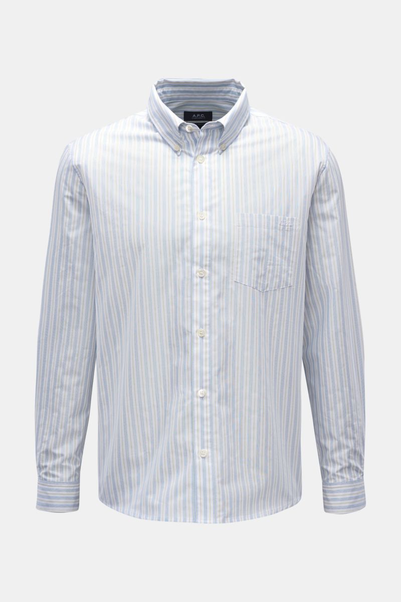 A.P.C. Casual Hemd 'Edouard' Button-Down-Kragen blau/hellgrün/weiß gestreift