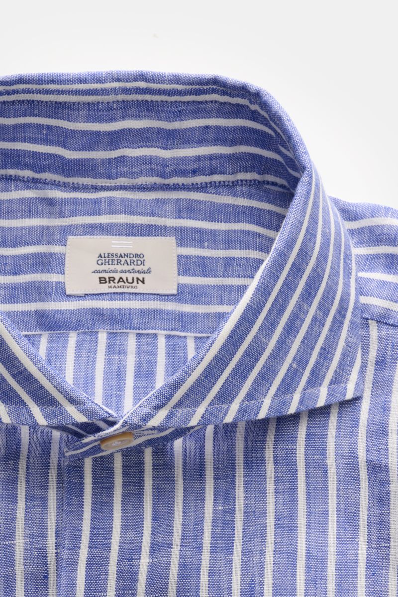 Gherardi Linen shirt shark collar dark blue/white striped