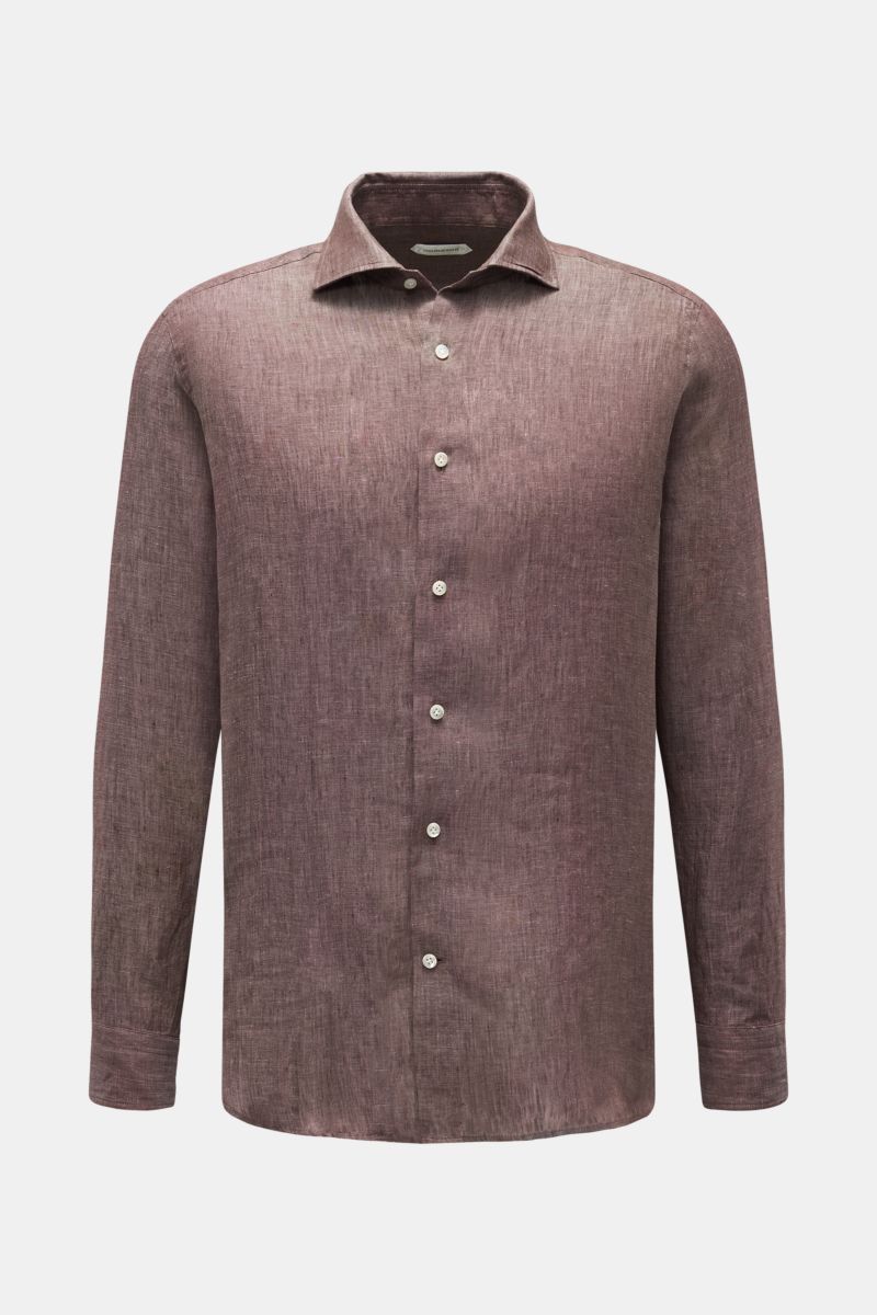Linen shirt shark collar brown