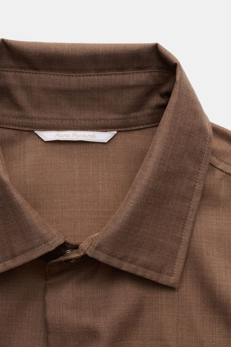 Marco Pescarolo Casual Hemd Kent-Kragen braun