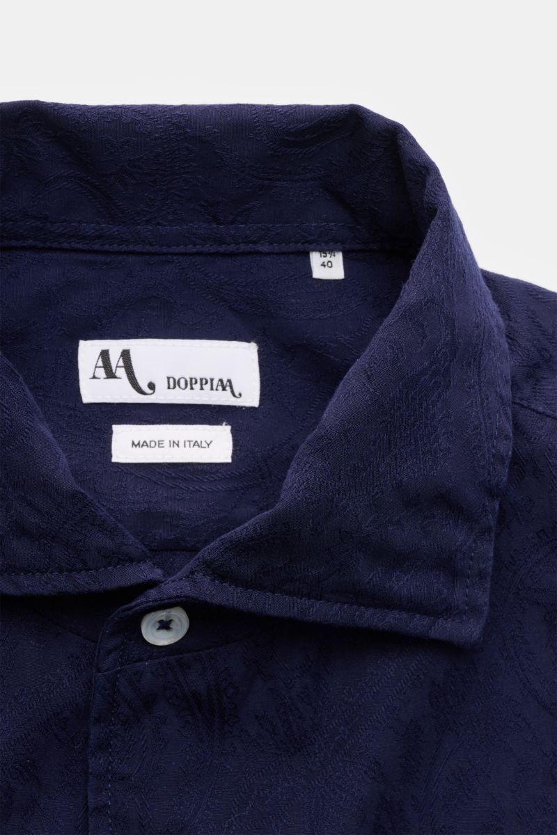 Doppiaa Jacquard shirt 'Aannacapri' shark collar dark blue patterned