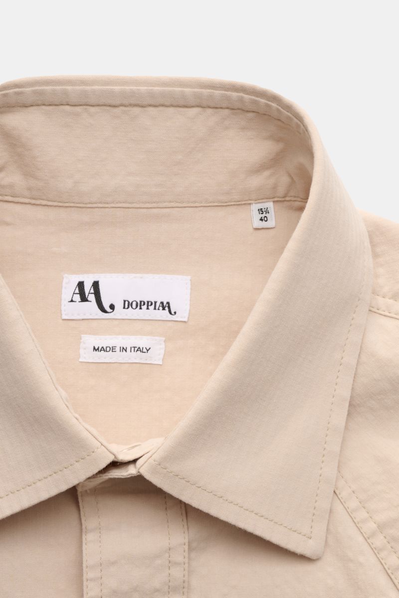 Doppiaa Seersucker shirt 'Aariosto' Kent collar beige