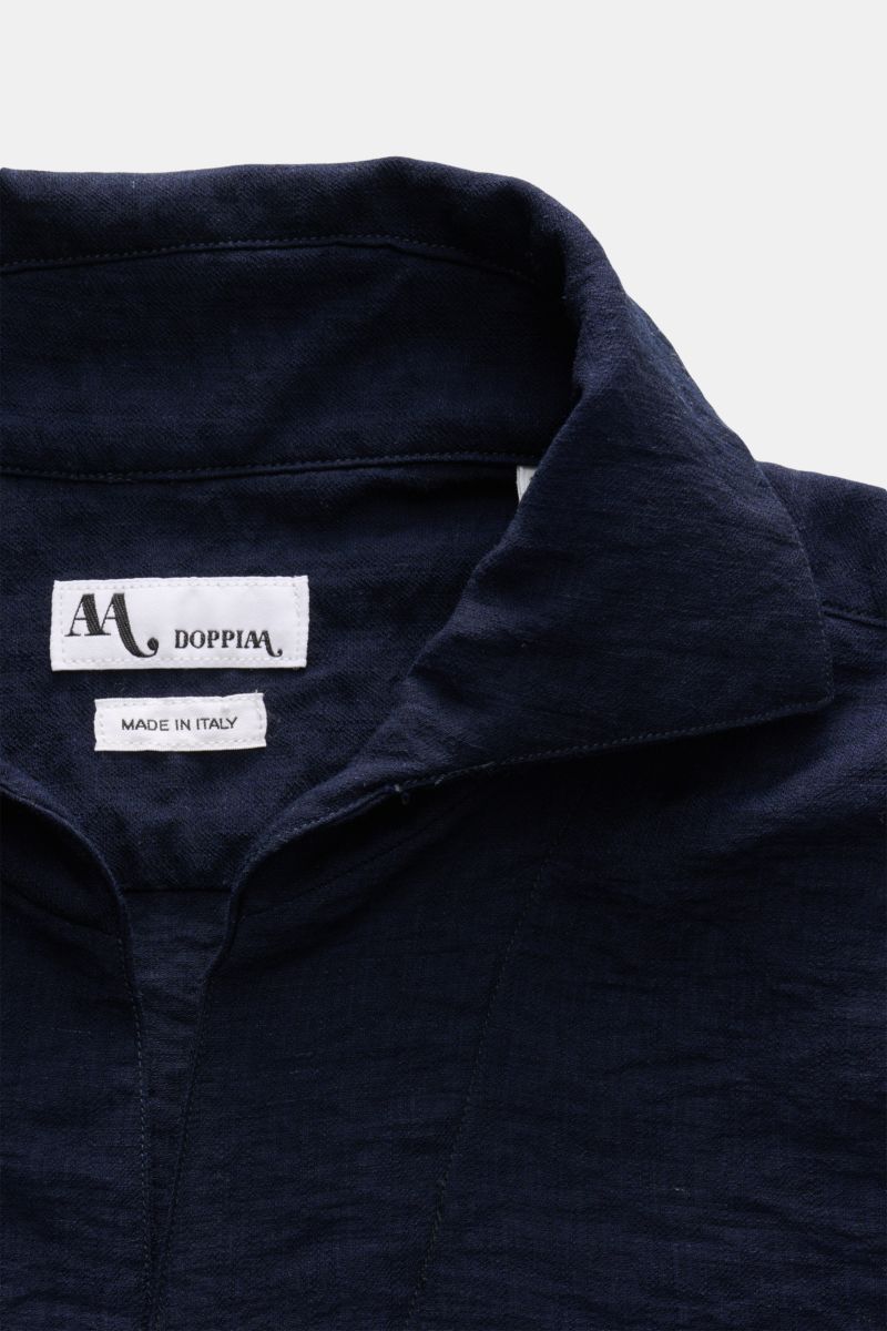 Doppiaa 'Aapiero' popover shirt shark collar navy