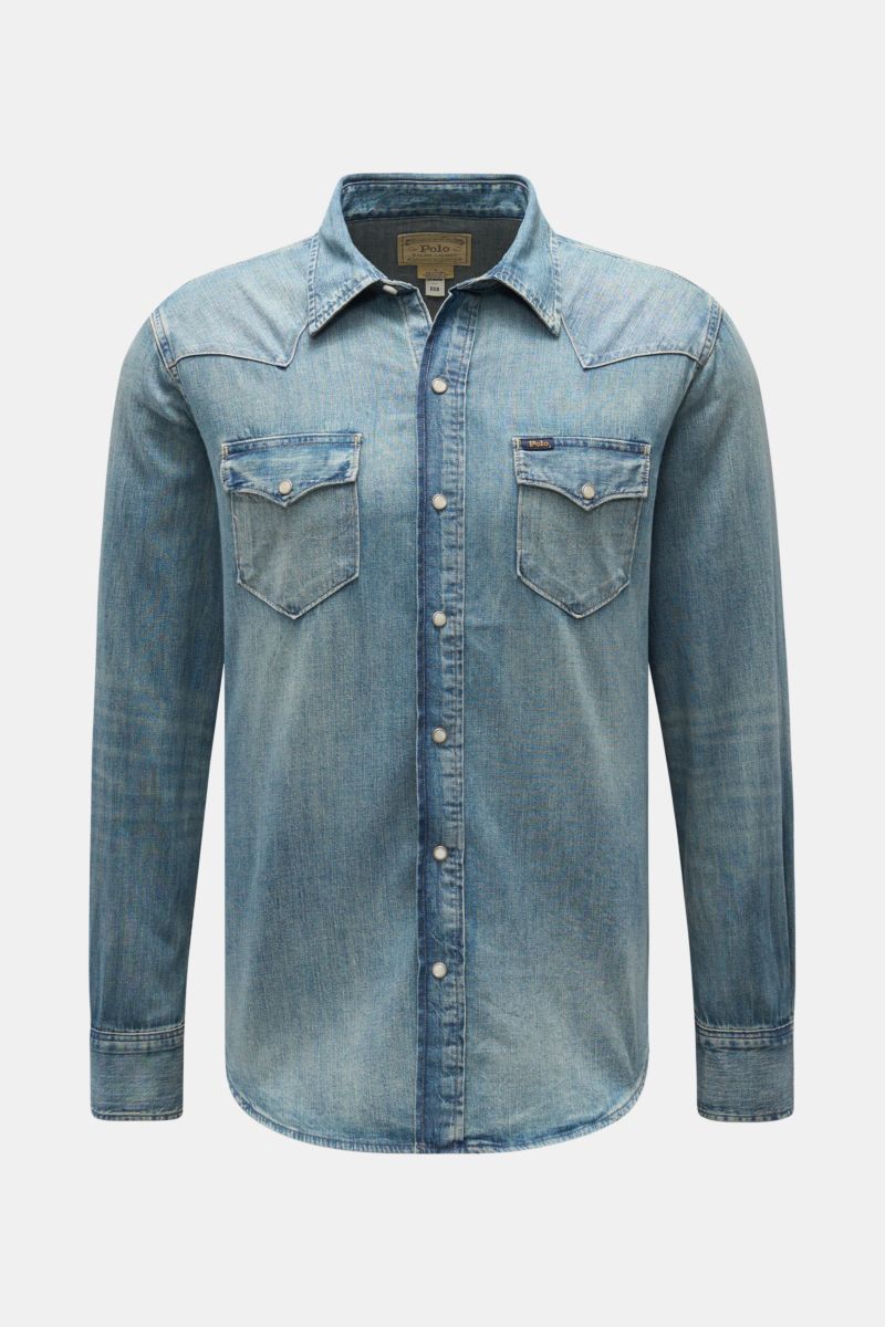 Polo Ralph Lauren Jeanshemd schmaler Kragen graublau
