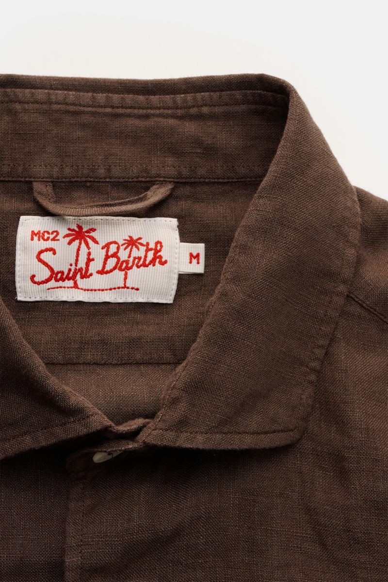 MC2 Saint Barth Casual linen shirt Kent collar brown